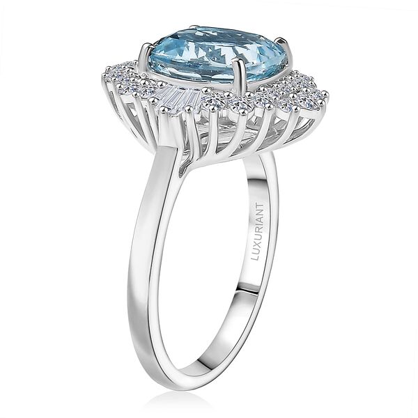 LUXURIANT DIAMOND - AAA Aquamarin, Lab Grown Diamant Ring 417 Gold (Gr&ouml;&szlig;e 20.00) ca. 3,75 ct image number 3