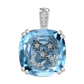 GP Celestial Dream Kollektion - Himmelblauer Topas, Zirkon und Kanchanaburi blauer Saphir-Anhänger - 12,87 ct.