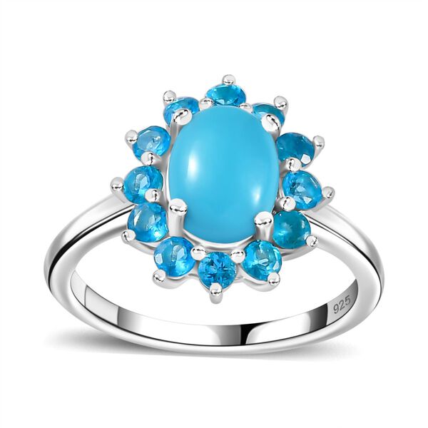 AA Sleeping Beauty T&uuml;rkis, Neon Apatit Ring 925 Silber rhodiniert (Gr&ouml;&szlig;e 16.00) ca. 1,77 ct image number 4