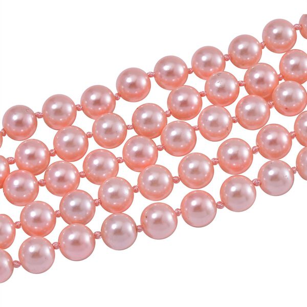 Mehrstr&auml;ngige rosa Muschelkernperlen-Halskette, 255 cm image number 3