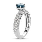 London Blau Topas und Zirkon Ring 925 Silber platiniert  ca. 1,70 ct image number 4