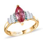 AAAA Padparadscha Saphir, Paraiba Turmalin Ring 585 Gold (Größe 17.00) ca. 2,02 ct