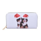 Brieftasche, Hunde mit Weihnachtsmützen, Größe 18,5x2,5x9,5 cm, Weiß