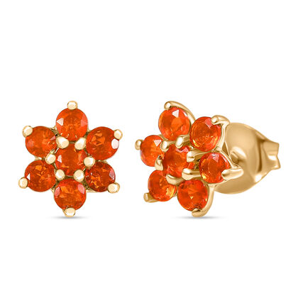 D'Joy AAA Blaze Feueropal Ohrringe 925 Silber 750 Gelb Vergoldet ca. 0.69 ct