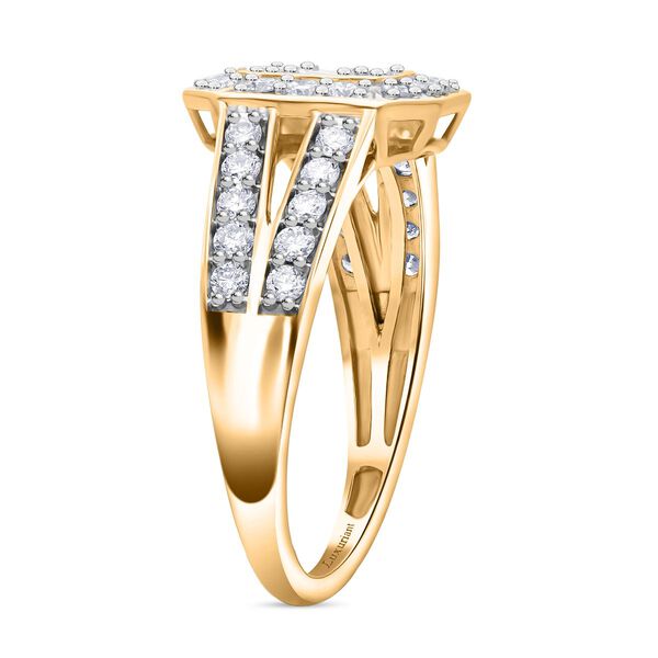 LUXURIANT SI-GH Labor Diamant Halo Ring, 925 Silber 750 Gelbgold Vermeil - 1 ct. image number 3