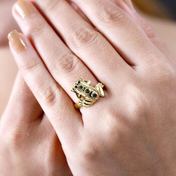 GP Trifono Kollektion-Nat&uuml;rlicher Chromdiopsid, schwarzer Spinell und Kanchanaburi blauer Saphir-Ring - 0,17 ct.