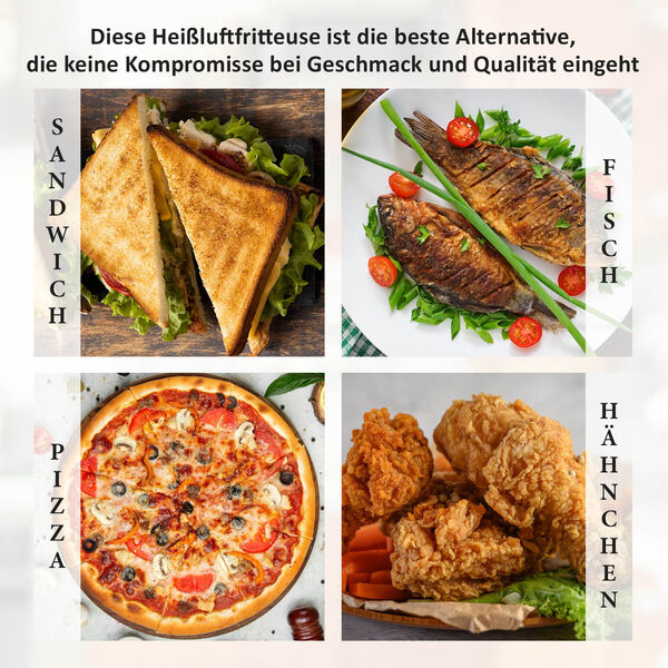 HOMESMART Digitale Hei&szlig;luftfritteuse, 8L Kapazit&auml;t, 1400W, Schwarz image number 5