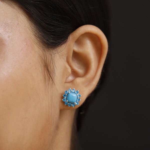 AA Sleeping Beauty T&uuml;rkis und Neon Apatit Ohrringe - 4,96 ct. image number 3