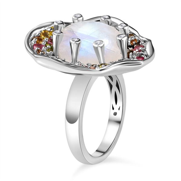 GP Italian Garden Kollektion - Regenbogen Mondstein, Mehrfach-Turmalin und blauer Saphir-Ring - 11,76 ct. image number 5