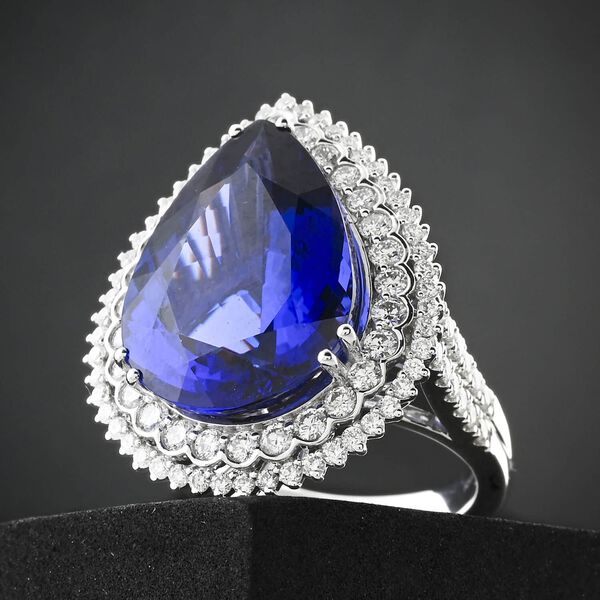 Chairman's Vault Collection - zertifiziert und gepr&uuml;ft RHAPSODY AAAA Tansanit und VS-EF Diamant Ring in 950 Platin - 18,80 ct. image number 2