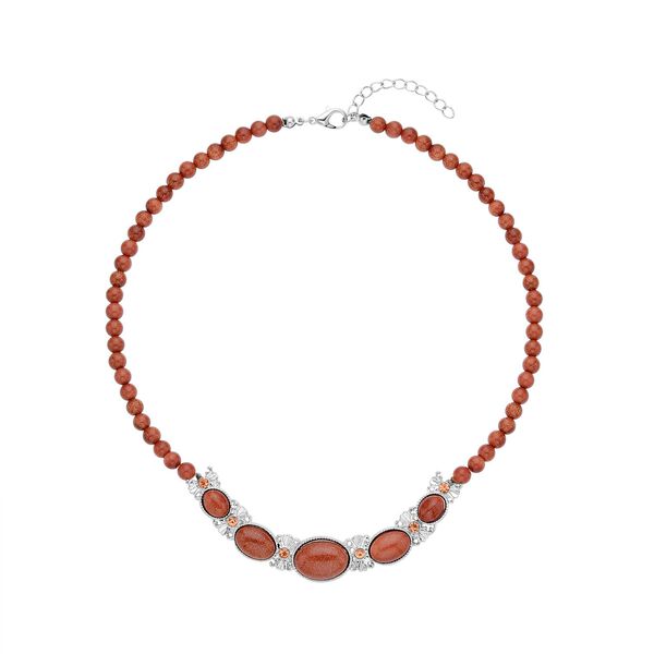 Goldene Sandstein Halskette, ca. 45 cm, ca. 110.00 ct image number 0