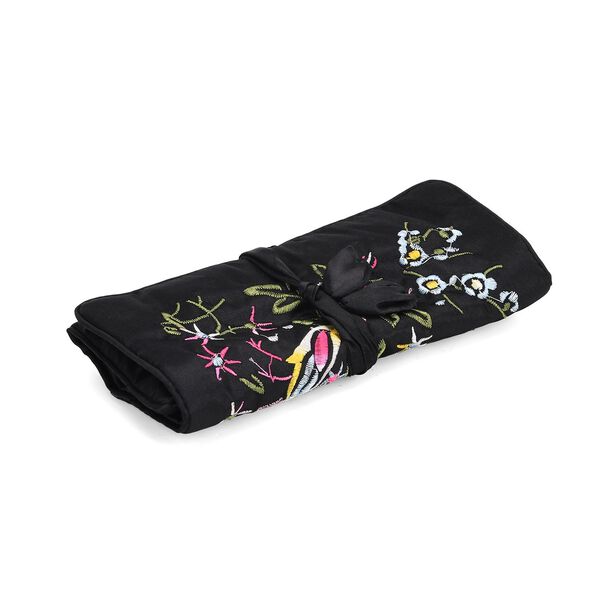 Schmuckorganizer aus Satin mit Stickerei und 5 Premium-Poliertüchern, 20x9cm, Schwarz image number 6