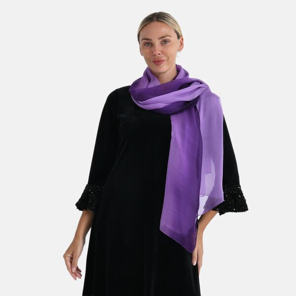  LA MAREY signature 100% silk scarf110*180cmweight:40gcolor:purpleMaterial:100% Mulberry silk image number 3