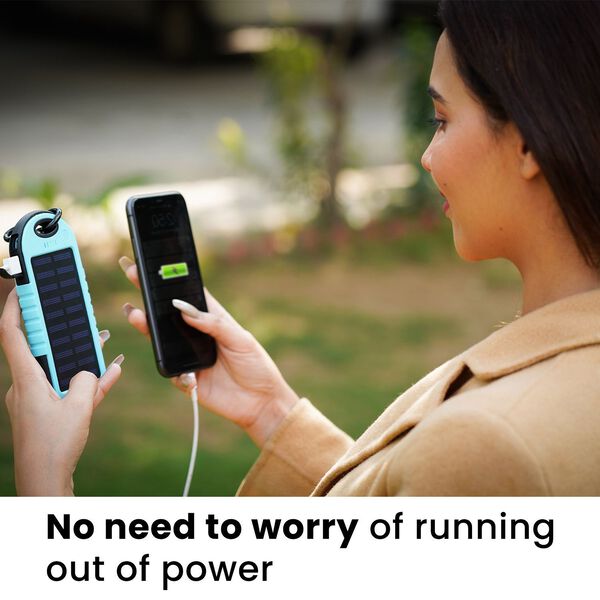 HOMESMART - Solarpowerbank mit 5000 mah, tragbar, 15x7.5cm, 145g, türkis image number 4