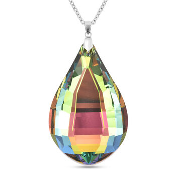 Glas Anh&auml;nger mit Kette, Gr&uuml;n Tropfen, Edelstahl ca. 240.00 ct