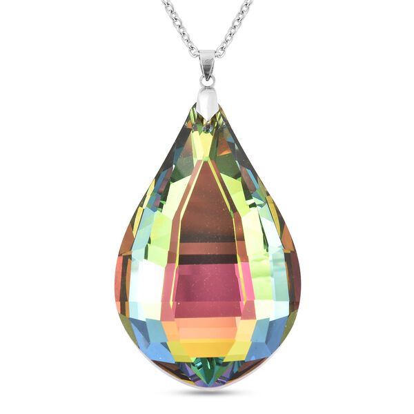 Glas Anh&auml;nger mit Kette in Silberton