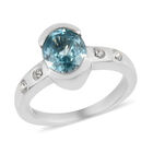 Blauer und Weißer Zirkon Ring 925 Silber platiniert  ca. 3,14 ct image number 3