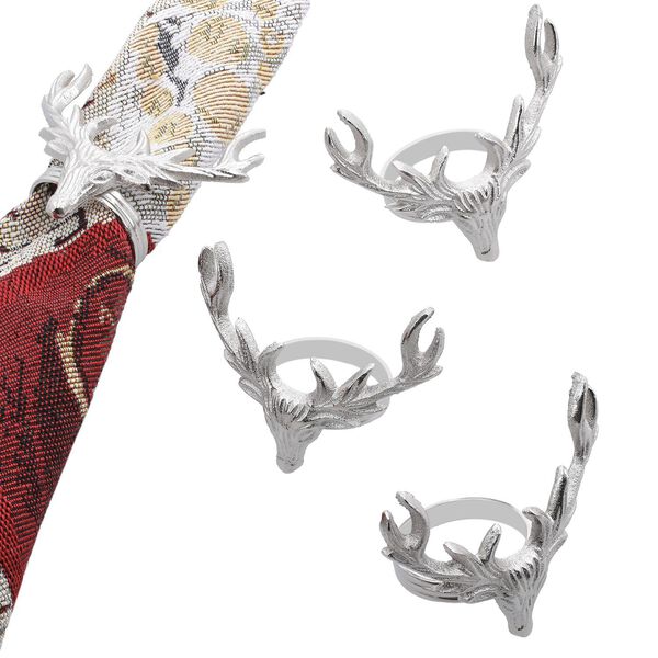 4er Set Rentier Serviettenhalter, 8x6,5cm, silber image number 3