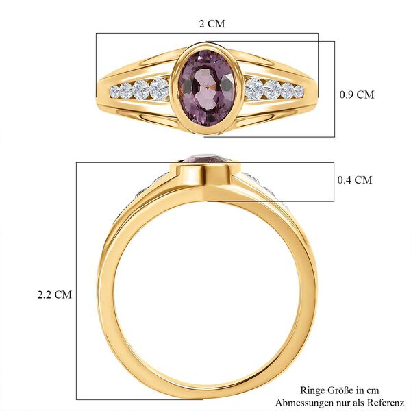 AA Nat&uuml;rlicher Tansanischer Lavendel-Spinell, Wei&szlig;er Zirkon Ring, 925 Silber Gelbgold Vermeil (Gr&ouml;&szlig;e 20.00) ca. 1.03 ct image number 7