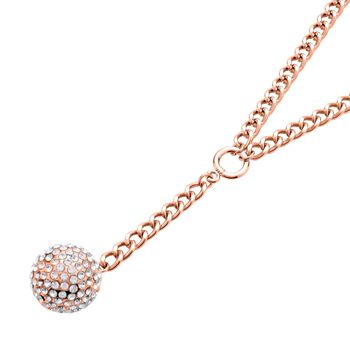 Wei&szlig;e Kristall-Halskette 50 cm und Ohrstecker in Ros&eacute;goldton - 7 ct.