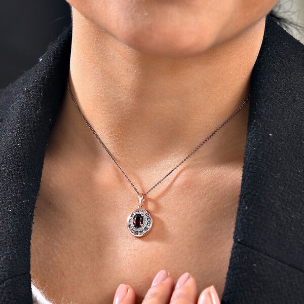 Rhodolith Granat, weißer und Champagner Zirkon Anhänger - 2,28 ct. image number 3