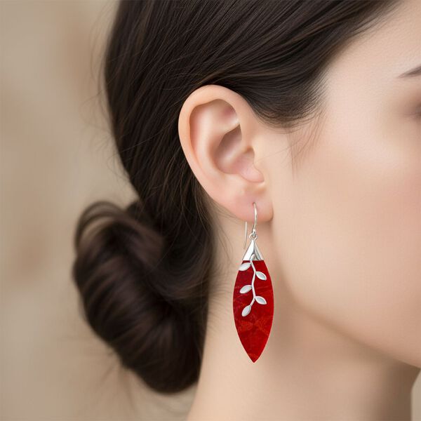 Koralle Ohrringe 925 Silber ca. image number 2