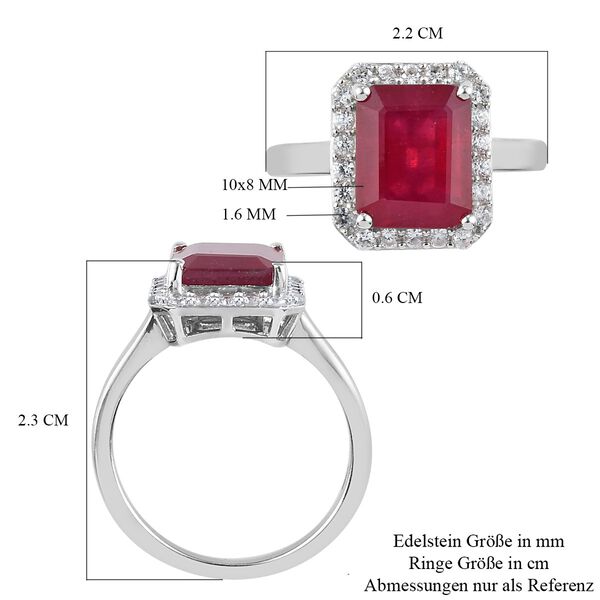 Rubin Afrikanisch und Zirkon Halo Ring 925 Silber Platin-&Uuml;berzug image number 7