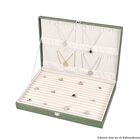 Extra-Large Premium Glitzerleder Ring-Koffer mit Haken und Taschen für Halsketten und Armbänder, 40 x 28 x 6 cm, Grün