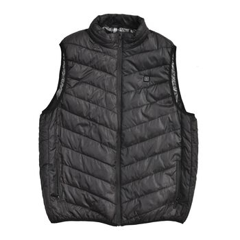 Beheizbare Weste mit 4 Heizzonen, inkl 5000Mah Solar Powerbank, Schwarz