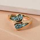 Kambodschanischer blauer Zirkon Bypass Ring 925 Silber vergoldet  ca. 2,27 ct image number 1