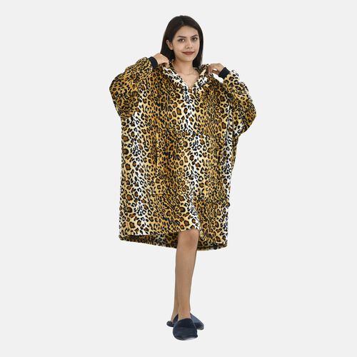 Kuscheliger Hoodie im Leo-Look, One Size 96x89cm image number 0