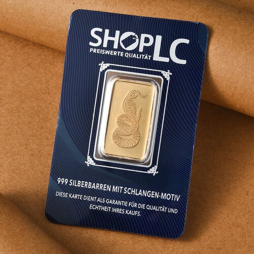 22k Gold uber 999er Silberbarren mit Königskobra-Motiv, ca. 5,00g image number 1