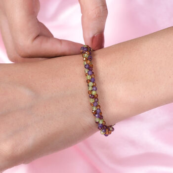 Mehrfarbig Edelsteine Armband 19 cm 925 Silber platiniert ca. 40,59 ct