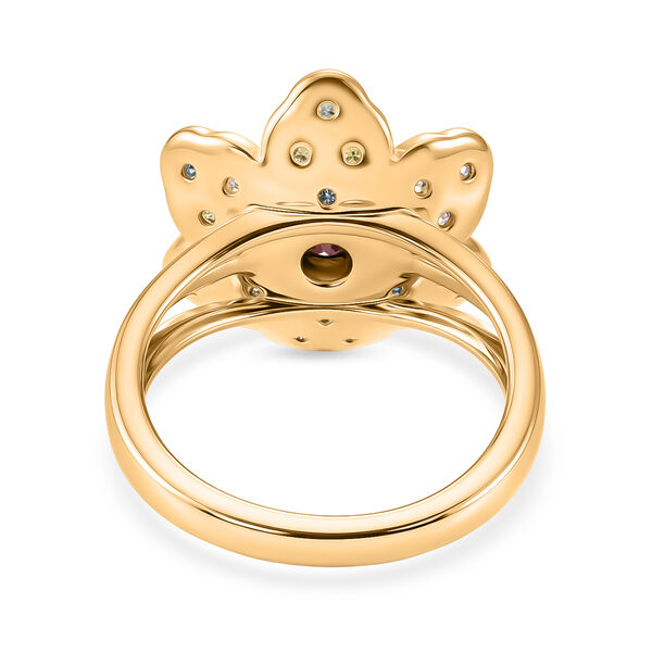 D'Joy Mehrfarbiger Saphir Ring 925 Silber 750 Gelbgold vermeil (Gr&ouml;&szlig;e 17.00) ca. 1.15 ct image number 5