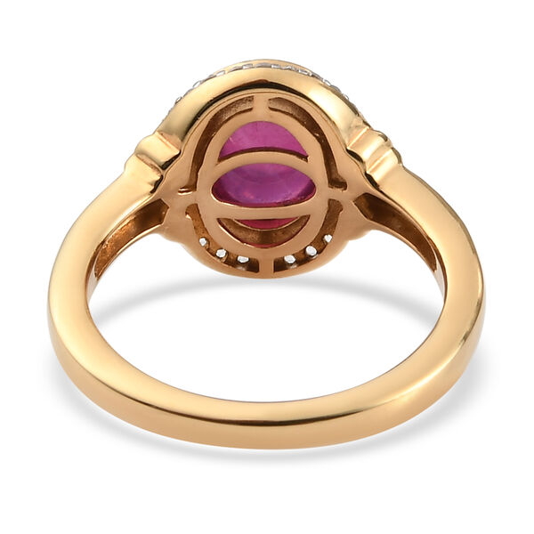 Fissure gef&uuml;llt Rubin und Zirkon Ring 925 Silber vergoldet  ca. 3,36 ct image number 8