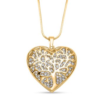 Wei&szlig;er Kristall Anh&auml;nger mit Kette, goldfarben