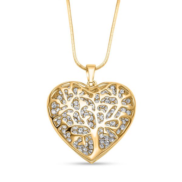 Wei&szlig;er Kristall-Herz-Anh&auml;nger mit Kette - 1,50 ct.