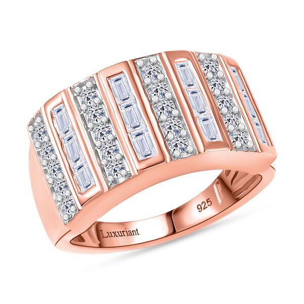 LUXURIANT SGL zertifizierter SI-GH Labor Diamant Ring, 925 Silber rhodiniert und 750 Ros&eacute;gold Vermeil - 1 ct. image number 3