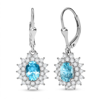 D'Joy AA blaue und wei&szlig;e Zirkon Ohrringe - 3,79 ct.