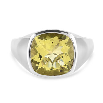 Ouro Verde-Quarz-Ring, 925 Silber platiniert (Gr&ouml;&szlig;e 19.00) ca. 6,06 ct