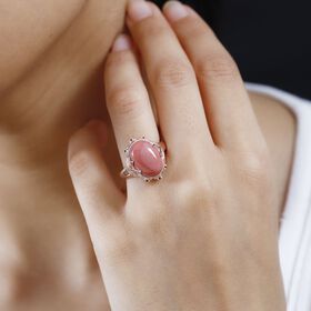 AAA Oregon Pfirsich Opal und Mosambik Granat Ring - 4,07 ct.