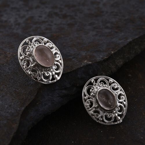Royal Bali Kollektion - Rosenquarz Ohrringe 925 Silber ca. 3.27 ct image number 1