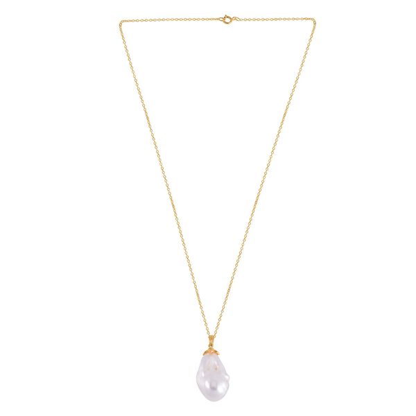 13-16 mm weißer Barockperlen-Anhänger mit 45cm Kette image number 5