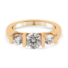 LUSTRO STELLA Hergestellt mit ZIRKONIA 3 Stein Ring 925 Silber 585 Vergoldet (Größe 16.00) image number 0