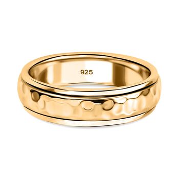 Strukturierter Spinning-Band-Ring, 925 Silber 750 Gelbgold Vermeil