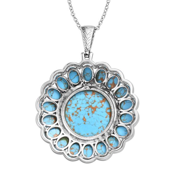 Blauer Türkis Anhänger mit Kette, Edelstahl ca. 33.75 ct image number 5