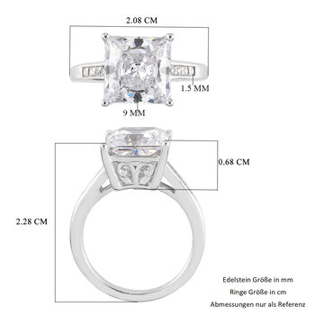 LUSTRO STELLA Hergestellt mit ZIRKONIA Solit&auml;r-Ring 925 Silber Platin-&Uuml;berzug