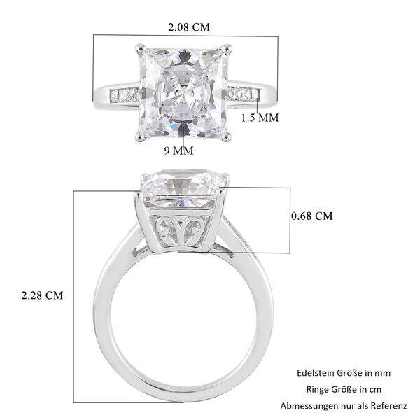 LUSTRO STELLA Hergestellt mit ZIRKONIA Solitär-Ring 925 Silber Platin-Überzug image number 4