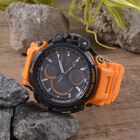 GENOA - Multifunktionsuhr mit LED und Japanischem Uhrwerk, TPU-Armband,  LED-Anzeige und Wasserdicht, Orange und Schwarz image number 1