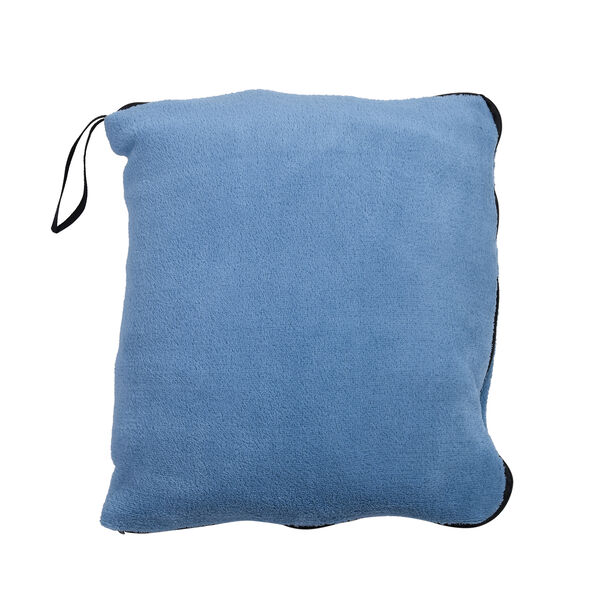 2 in 1 Fleece Reisedecke 127x152 cm und Kissen 30x30 cm, Meerblau image number 2